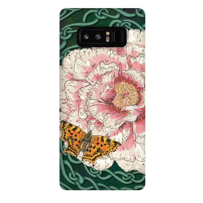 Galaxy Note 8 StrongFit Peony and Butterfly by Lotti Brown