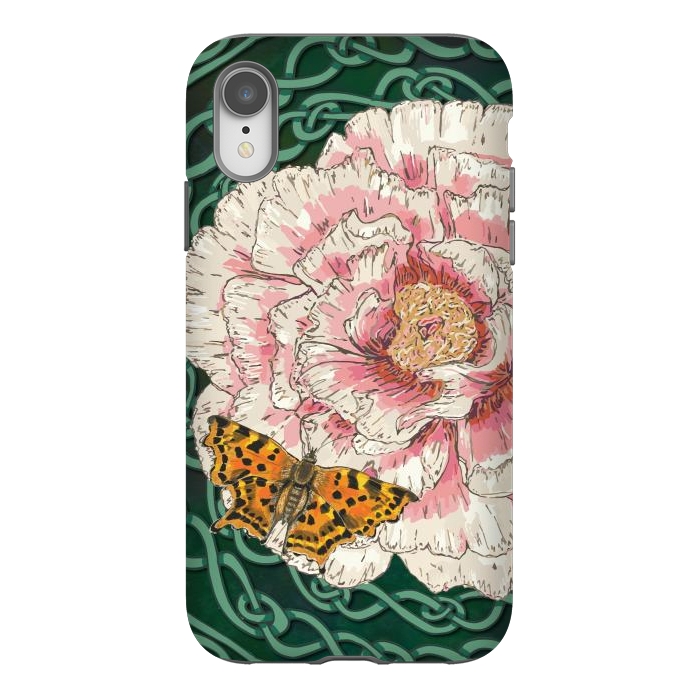 iPhone Xr StrongFit Peony and Butterfly by Lotti Brown