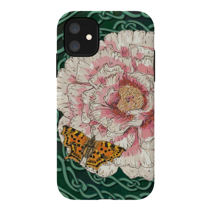 iPhone 11 StrongFit Peony and Butterfly by Lotti Brown