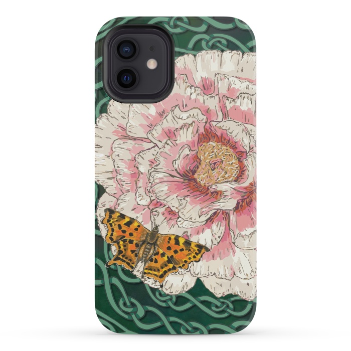 iPhone 12 mini StrongFit Peony and Butterfly by Lotti Brown