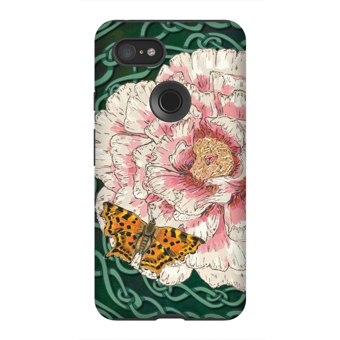 Pixel 3XL StrongFit Peony and Butterfly by Lotti Brown