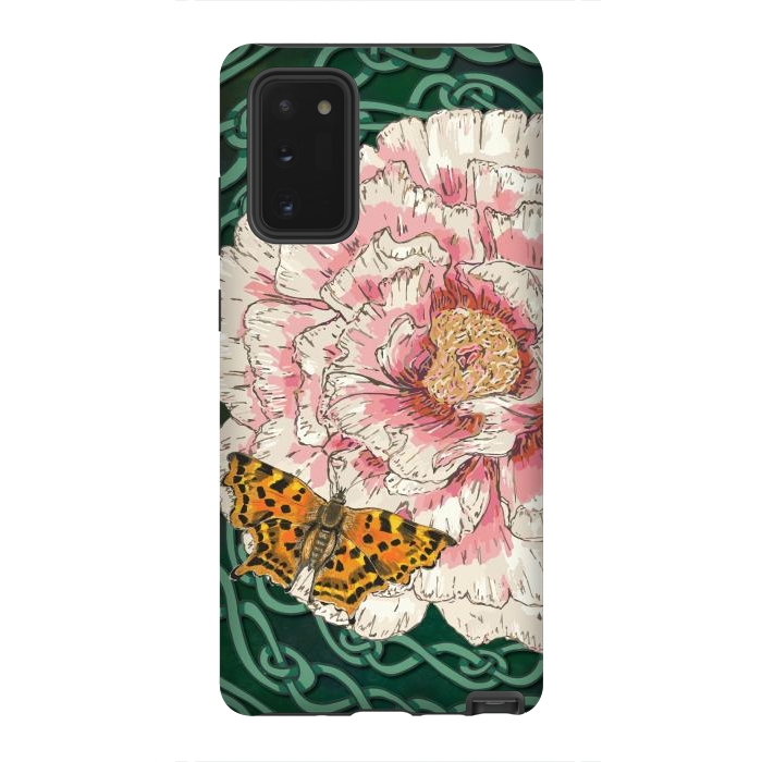 Galaxy Note 20 StrongFit Peony and Butterfly by Lotti Brown