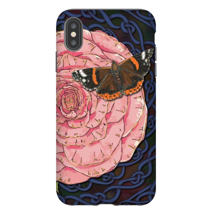 iPhone Xs Max StrongFit Pink Rose and Butterfly by Lotti Brown