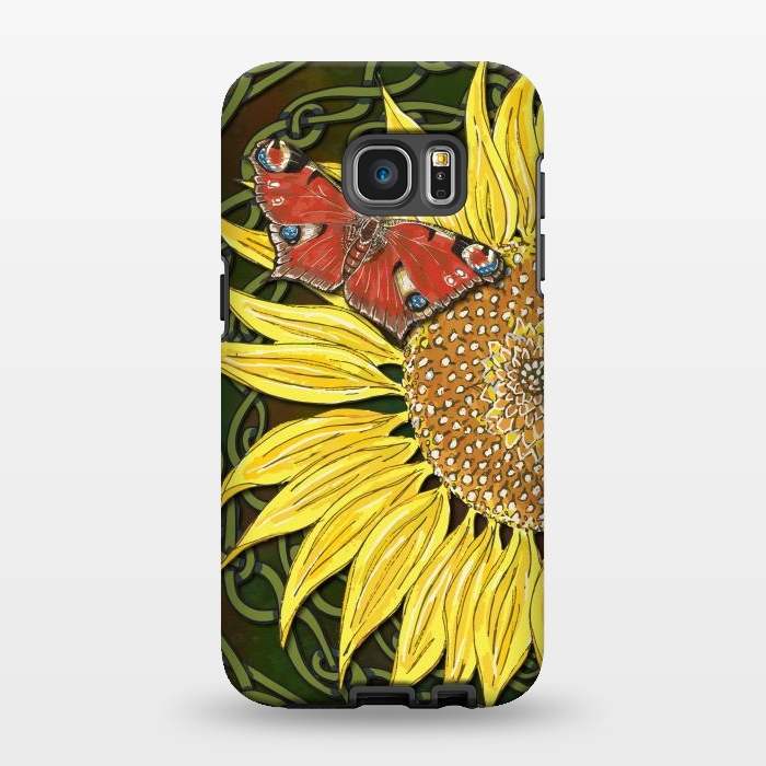 Galaxy S7 EDGE StrongFit Sunflower and Butterfly by Lotti Brown