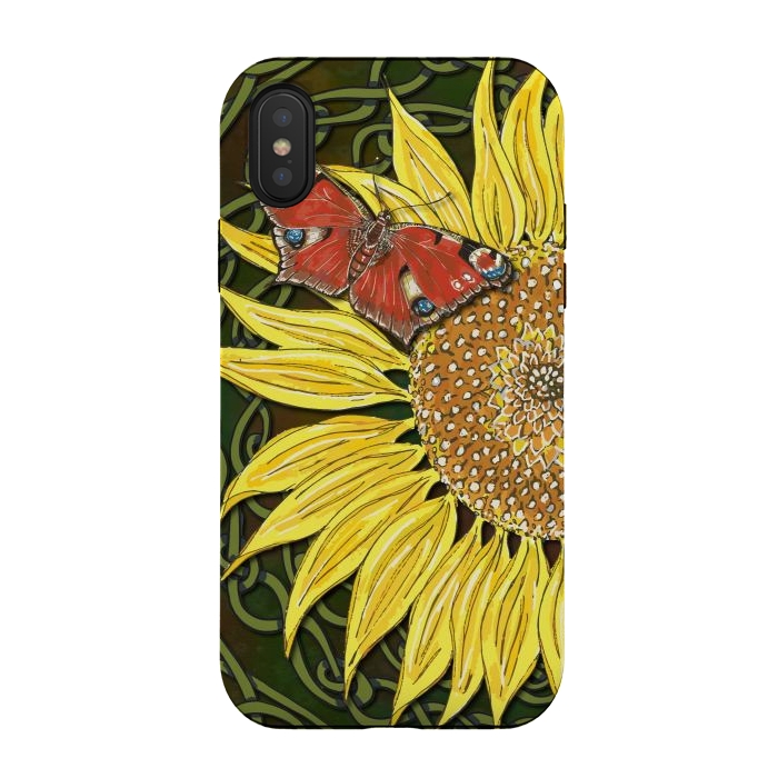 iPhone Xs / X StrongFit Sunflower and Butterfly by Lotti Brown