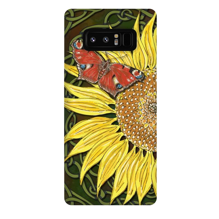 Galaxy Note 8 StrongFit Sunflower and Butterfly by Lotti Brown