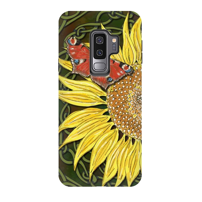 Galaxy S9 plus StrongFit Sunflower and Butterfly by Lotti Brown