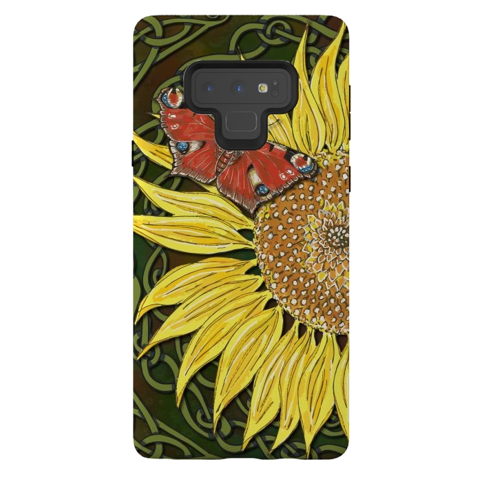 Galaxy Note 9 StrongFit Sunflower and Butterfly by Lotti Brown