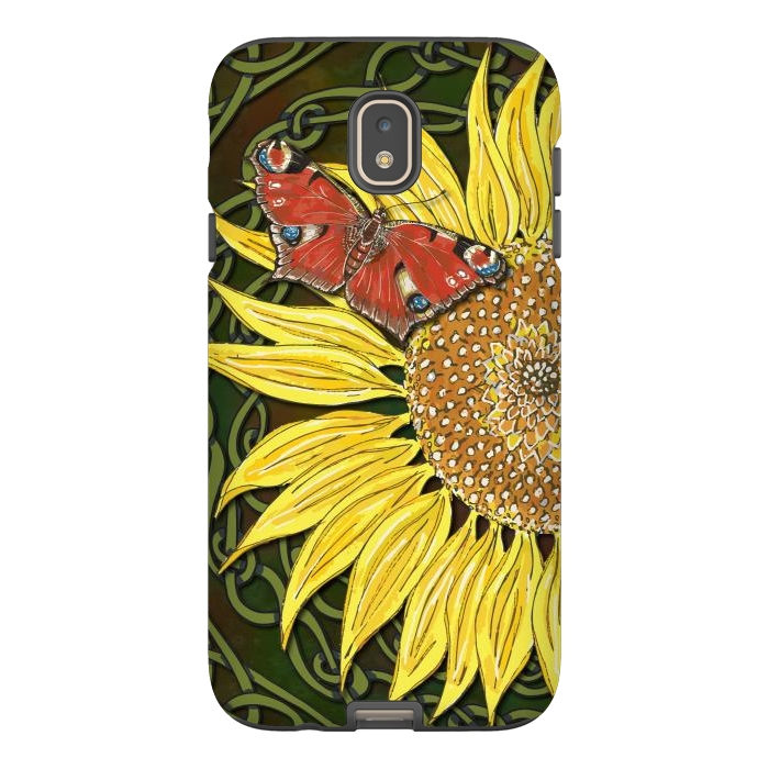 Galaxy J7 StrongFit Sunflower and Butterfly by Lotti Brown
