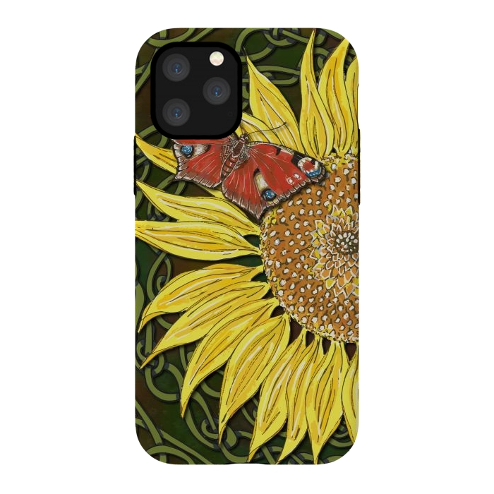 iPhone 11 Pro StrongFit Sunflower and Butterfly by Lotti Brown