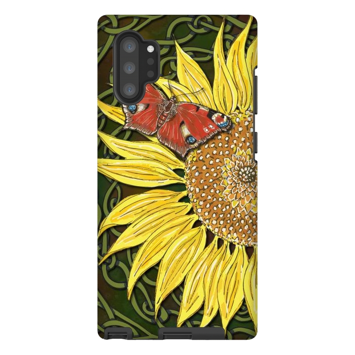 Galaxy Note 10 plus StrongFit Sunflower and Butterfly by Lotti Brown