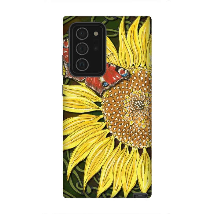 Galaxy Note 20 Ultra StrongFit Sunflower and Butterfly by Lotti Brown