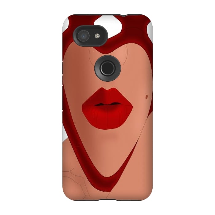 Pixel 3A StrongFit Mirrored Lips - Valentines Edition Design by Anima Tea Story