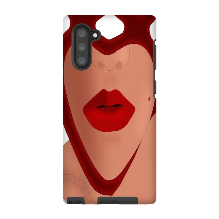 Galaxy Note 10 StrongFit Mirrored Lips - Valentines Edition Design by Anima Tea Story