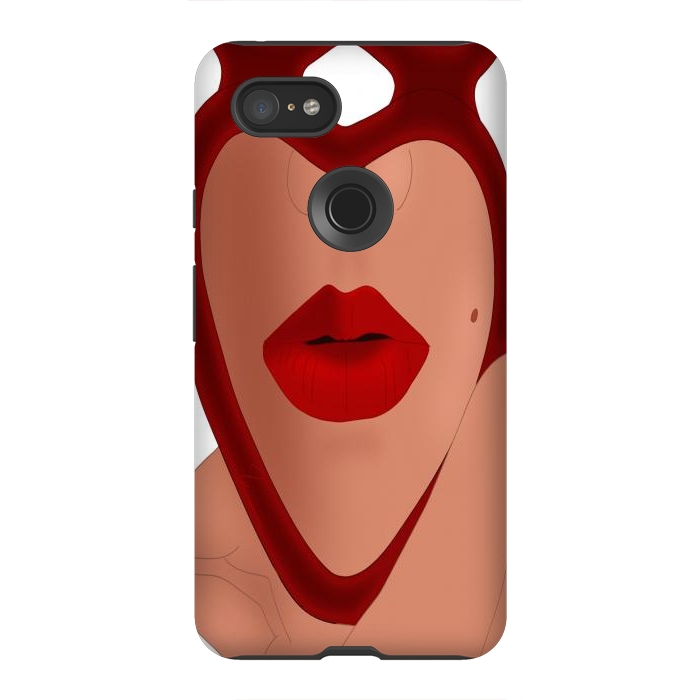 Pixel 3XL StrongFit Mirrored Lips - Valentines Edition Design by Anima Tea Story