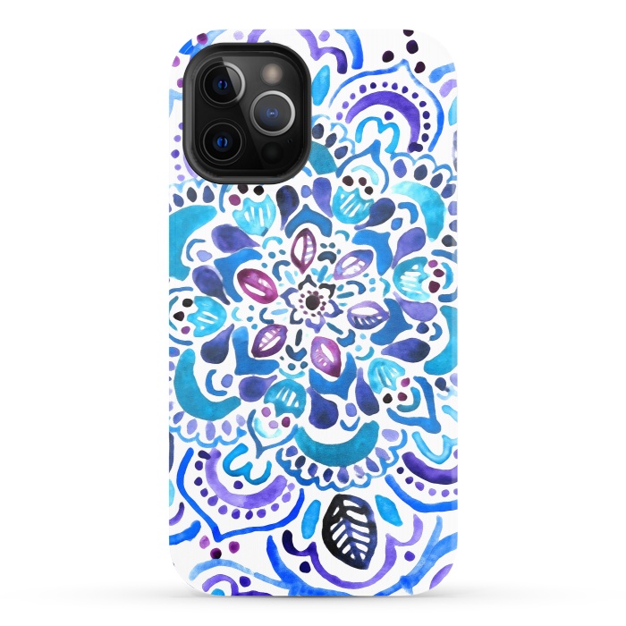 iPhone 12 Pro StrongFit Ocean Watercolour Mandala - Vivid by Tangerine-Tane