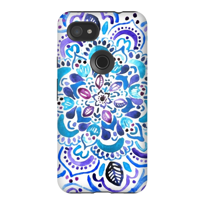 Pixel 3AXL StrongFit Ocean Watercolour Mandala - Vivid by Tangerine-Tane