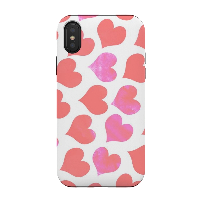 iPhone Xs / X StrongFit Bold Red-Pink hearts by Oana 
