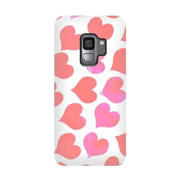 Galaxy S9 StrongFit Bold Red-Pink hearts by Oana 