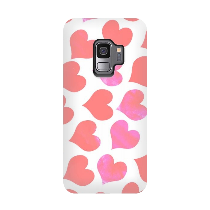 Galaxy S9 StrongFit Bold Red-Pink hearts by Oana 