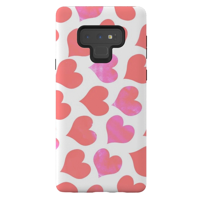 Galaxy Note 9 StrongFit Bold Red-Pink hearts by Oana 
