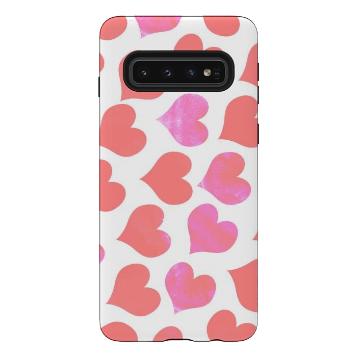 Galaxy S10 StrongFit Bold Red-Pink hearts by Oana 