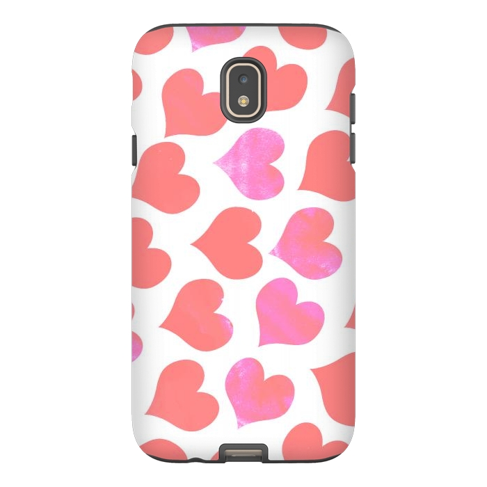 Galaxy J7 StrongFit Bold Red-Pink hearts by Oana 