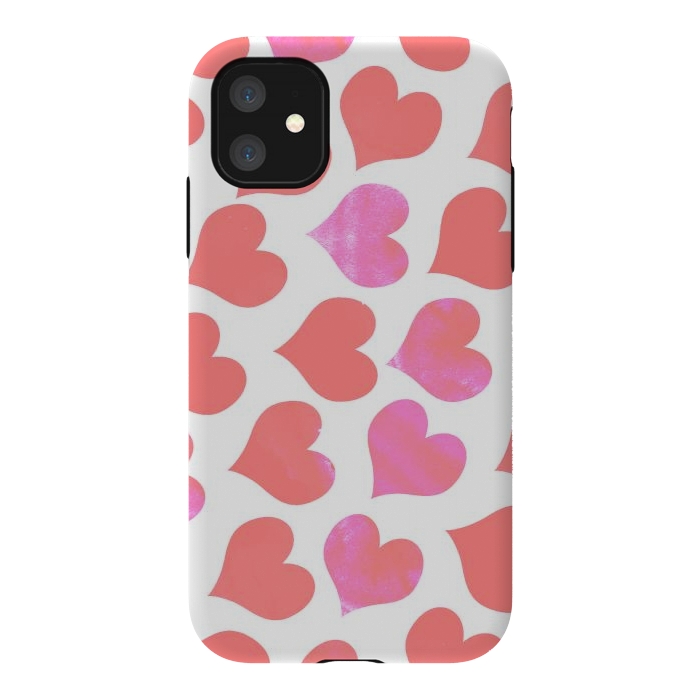 iPhone 11 StrongFit Bold Red-Pink hearts by Oana 