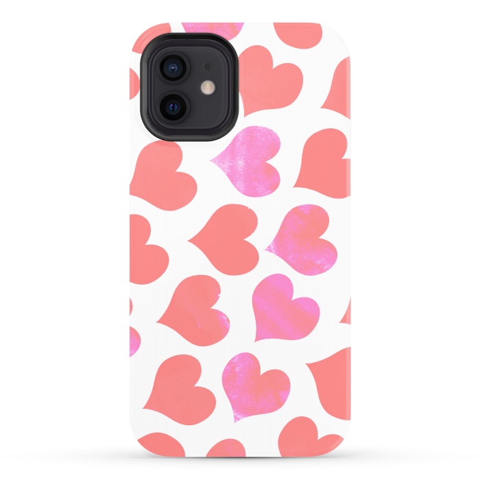 iPhone 12 StrongFit Bold Red-Pink hearts by Oana 