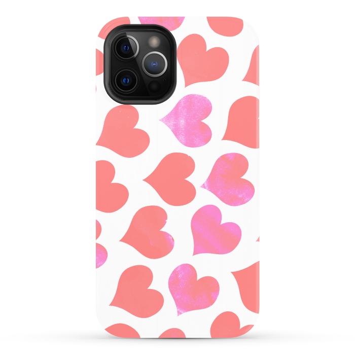 iPhone 12 Pro Max StrongFit Bold Red-Pink hearts by Oana 