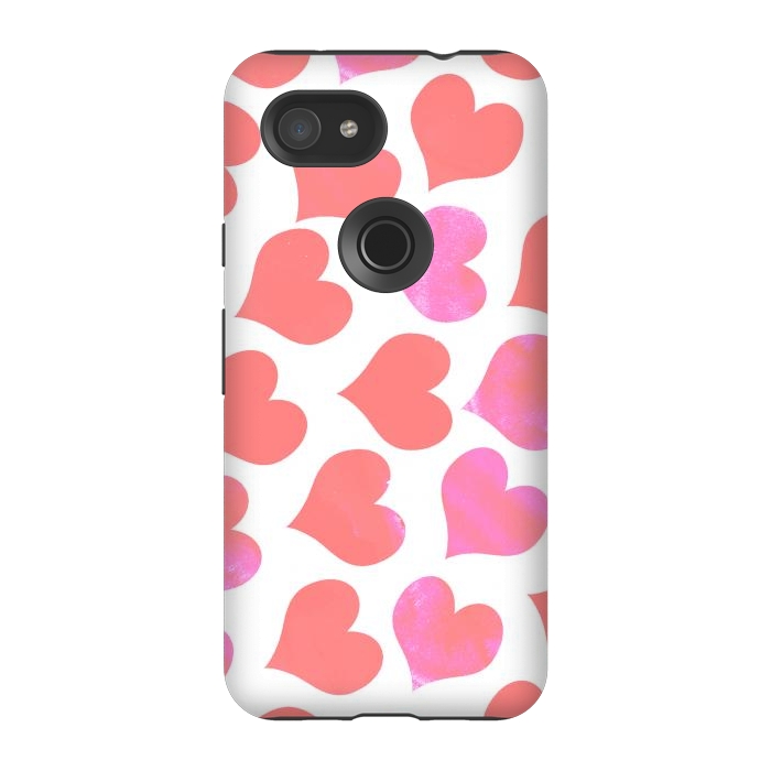 Pixel 3A StrongFit Bold Red-Pink hearts by Oana 