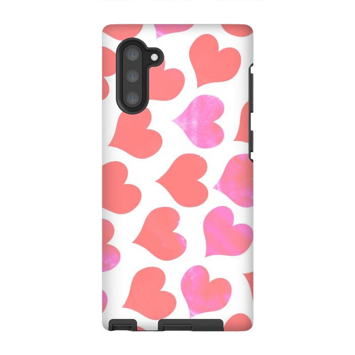 Galaxy Note 10 StrongFit Bold Red-Pink hearts by Oana 