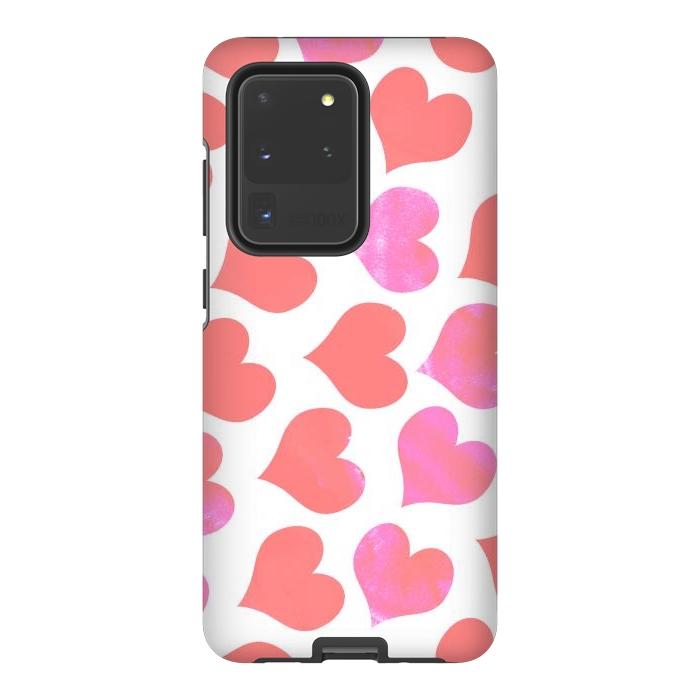 Galaxy S20 Ultra StrongFit Bold Red-Pink hearts by Oana 