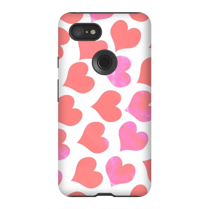 Pixel 3XL StrongFit Bold Red-Pink hearts by Oana 