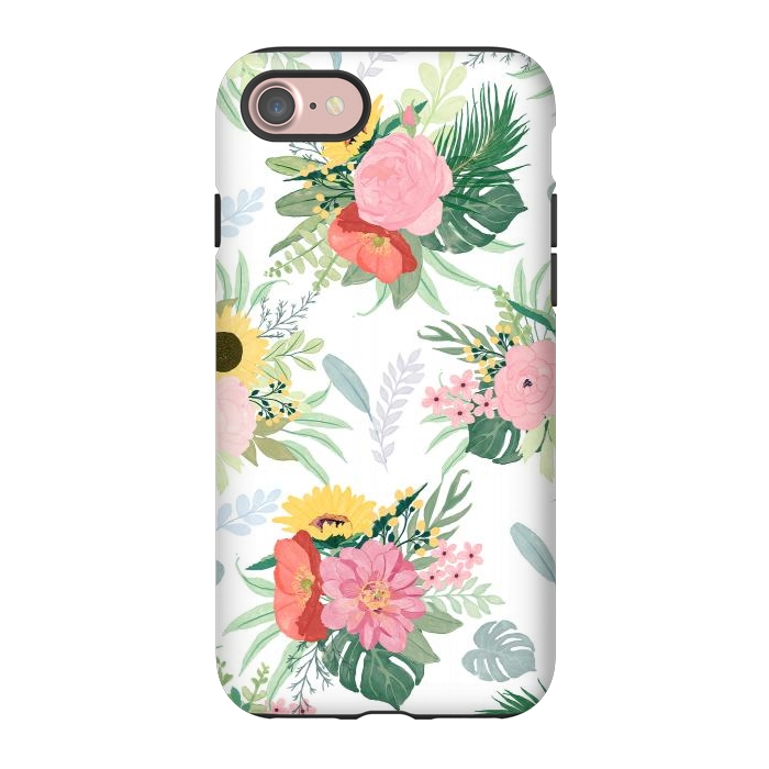 iPhone 7 StrongFit Girly Watercolor Poppy & Sunflowers Floral Design by InovArts