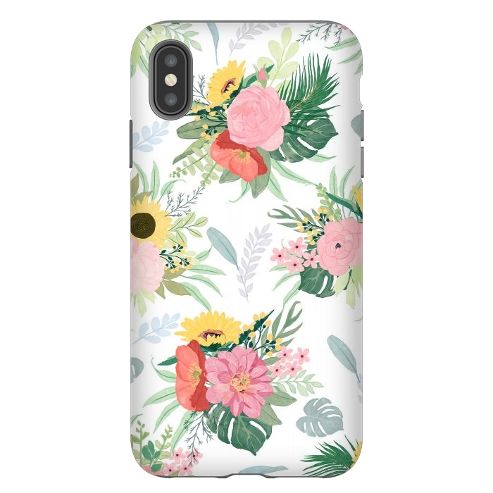 iPhone Xs Max StrongFit Girly Watercolor Poppy & Sunflowers Floral Design by InovArts