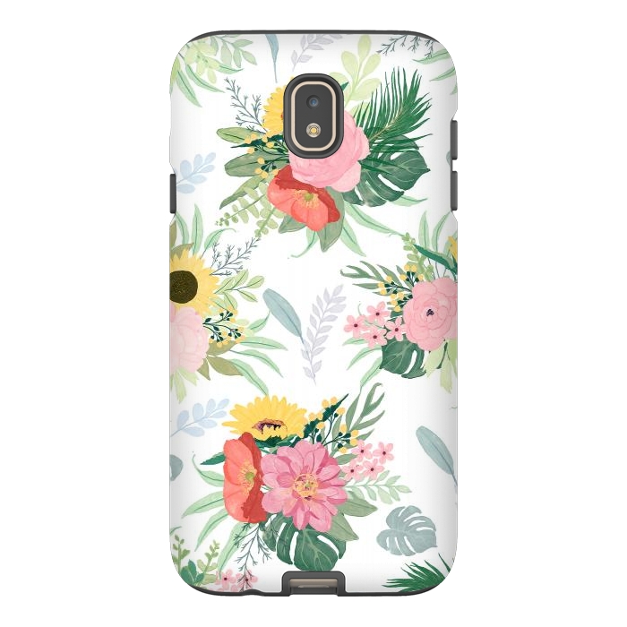 Galaxy J7 StrongFit Girly Watercolor Poppy & Sunflowers Floral Design by InovArts