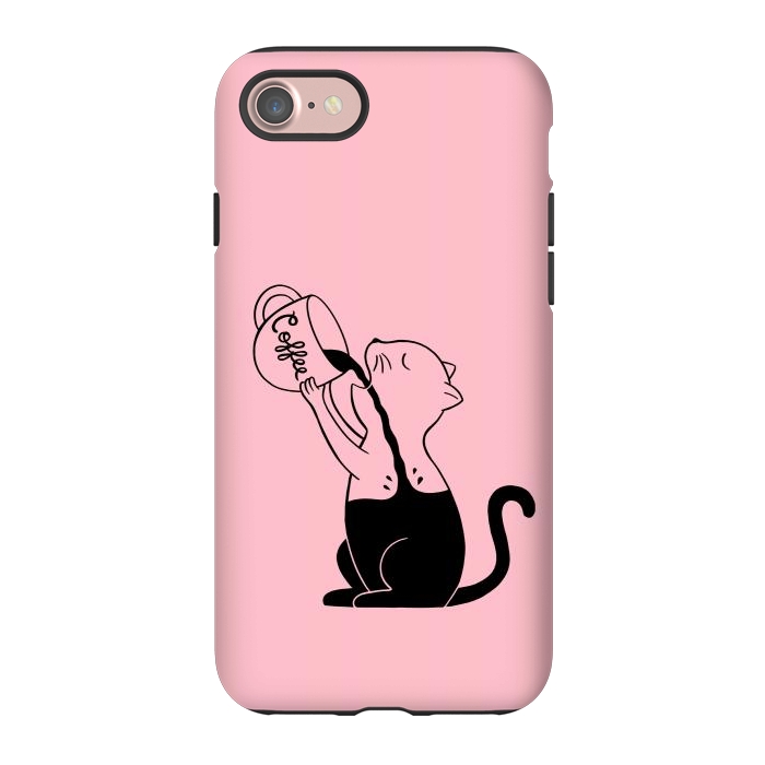 iPhone 7 StrongFit Cat full coffee Pink by Coffee Man