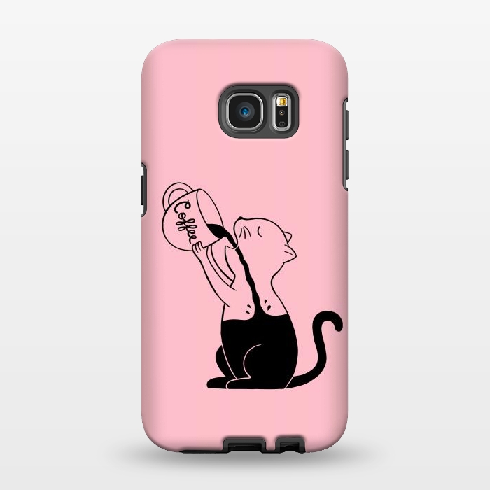 Galaxy S7 EDGE StrongFit Cat full coffee Pink by Coffee Man