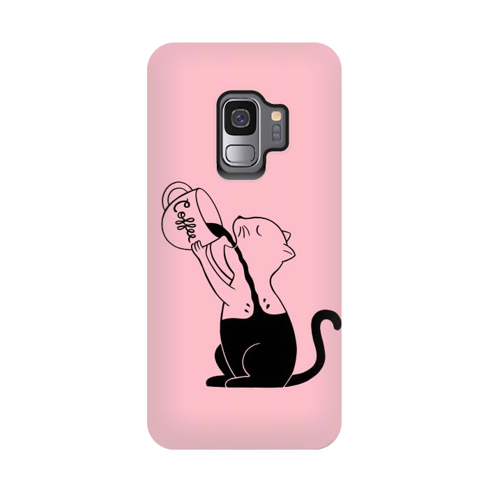 Galaxy S9 StrongFit Cat full coffee Pink by Coffee Man