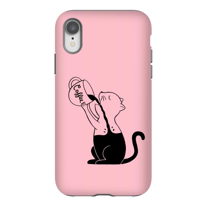 iPhone Xr StrongFit Cat full coffee Pink by Coffee Man