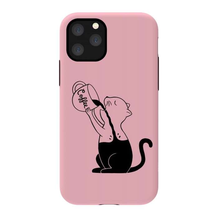 iPhone 11 Pro StrongFit Cat full coffee Pink by Coffee Man