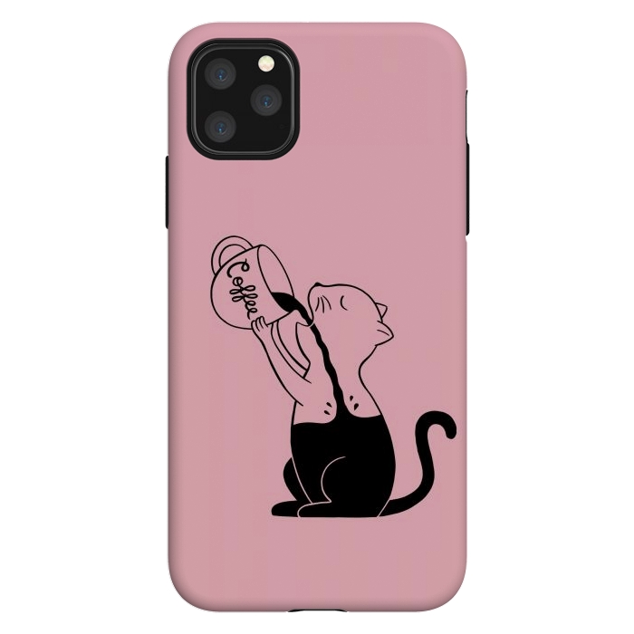 iPhone 11 Pro Max StrongFit Cat full coffee Pink by Coffee Man