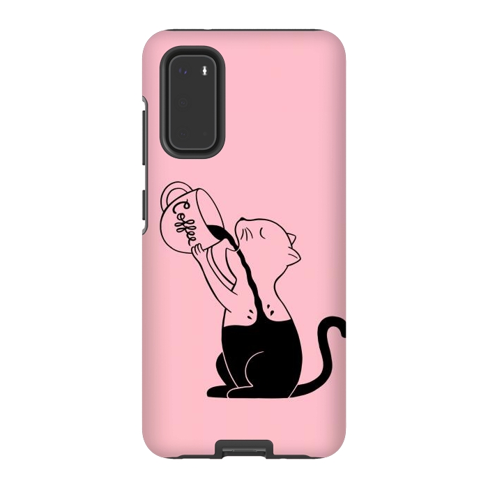 Galaxy S20 StrongFit Cat full coffee Pink by Coffee Man