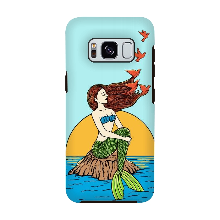 Galaxy S8 StrongFit Mermaid and birds by Coffee Man