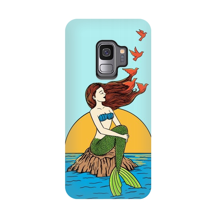 Galaxy S9 StrongFit Mermaid and birds by Coffee Man