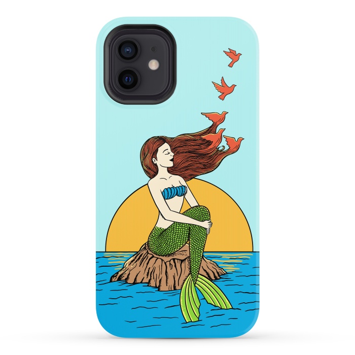 iPhone 12 StrongFit Mermaid and birds by Coffee Man