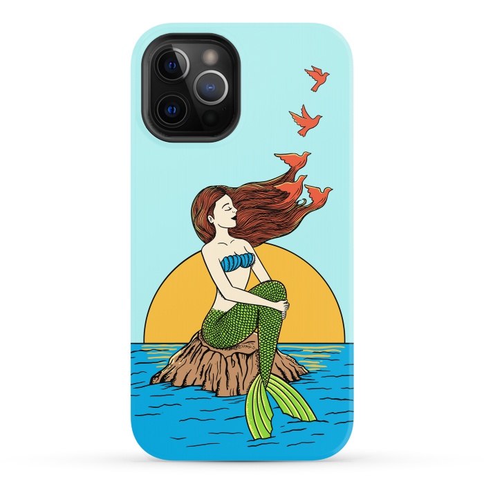 iPhone 12 Pro StrongFit Mermaid and birds by Coffee Man