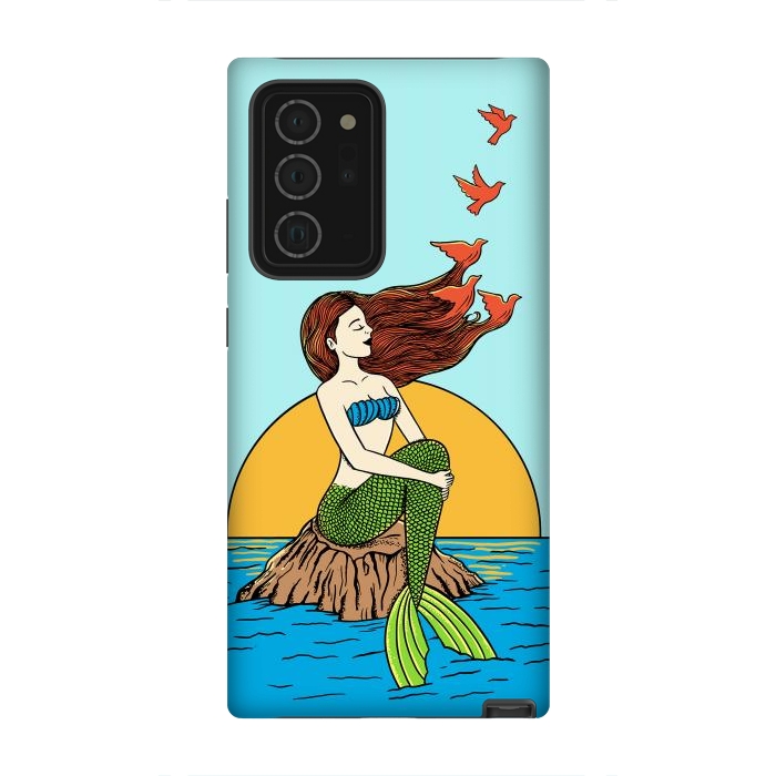 Galaxy Note 20 Ultra StrongFit Mermaid and birds by Coffee Man