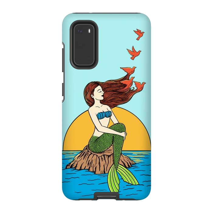 Galaxy S20 StrongFit Mermaid and birds by Coffee Man